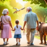 grandparents with child at zoo