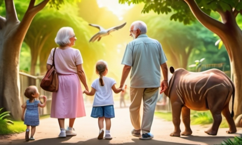 grandparents with child at zoo